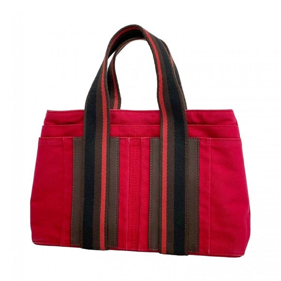 Hermès Troca Horizontal Handbag Red Canvas Silver Hardware Pre-owned Women's - Picture 1 of 10
